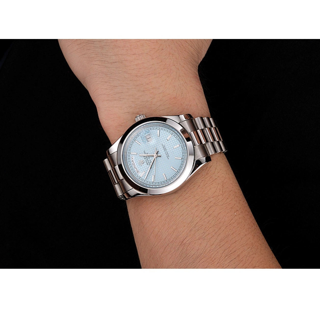 Aaa replica watch Case Steel Day Ice And Bracelet Date Blue Rolex 40 Stainless Dial 0727